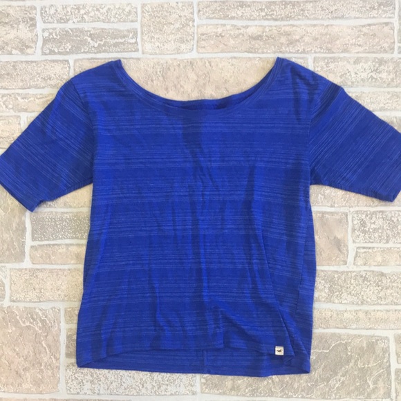 Blue horizontal pinstripe scoop neck XS jersey material top - Picture 1 of 4